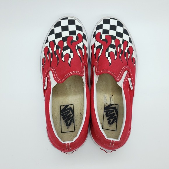 Vans Red Flame Checkered Slip-On Sneakers - Picture 5 of 8